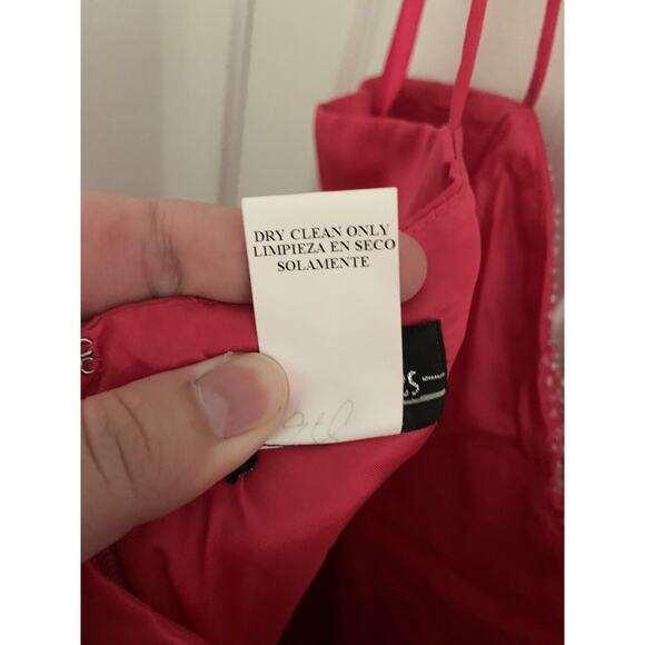 Vintage City Triangles Long Pink Sparkly Spaghetti Strap Dress Size 13 A-Line - Picture 8 of 10